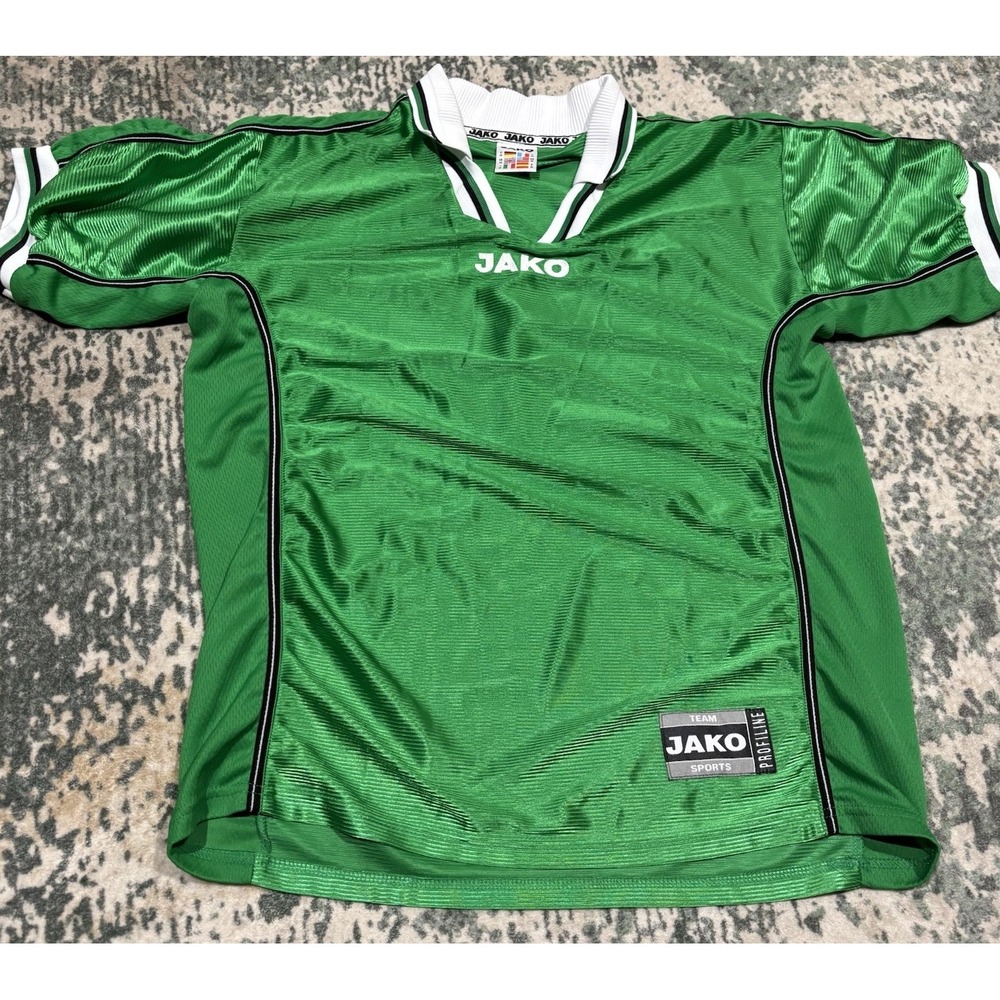 Vintage 90s JAKO Green Goalkeeper Jersey Number 1 - Size Medium Shiny
